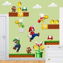 -Super Mario Brothers Wall Decals - Super Mario Build A Scene Vinyl Wall Sticker - £15.00 GBP