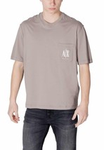 Armani Exchange Men T-Shirt Brown Short Sleeve Designer Logo Tee 2025 Co... - $85.17 CAD