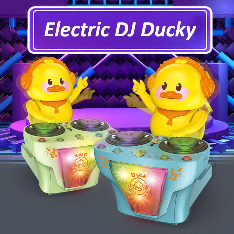 Cute DJ Rock Duck, Electric Dancing Playing Disc Duckling with Lights Music, - £21.97 GBP