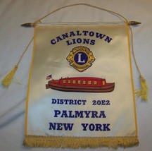 VINTAGE CANALTOWN LIONS INTERNATIONAL PALMYRA NY WINDOW BANNER FLAG - £7.79 GBP