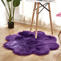 Artificial Woolen Carpet Rug Floral Shape Sheepskin Hairy Carpet Faux Ma... - $38.00+