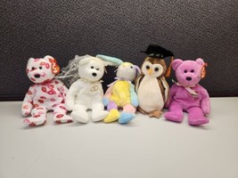 Lot Of 5 TY Beanie Babies Holiday Special Occasion Wedding Graduation - £9.20 GBP