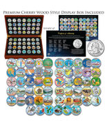 1999-2009 Complete COLORIZED State Quarters 56-Coin Set in Cherry Wood S... - $189.95