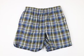 Vintage 90s Eddie Bauer EbTek Mens Large Thrashed Lined Checkered Plaid Shorts - £23.32 GBP