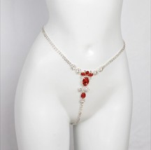 Sexy Body Chain Rhinestone Lingerie Red Crystal Thong Jewelry NWT - £21.92 GBP