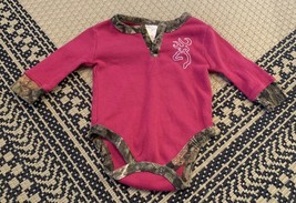 Browning Buckmark Newborn Pink And Camo Baby Infant Bodysuit Snap Creepe... - $13.85
