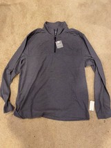 NWT Van Heusen Mens Pullover Sweater Dark Gray 1/4 Zip Classic Fit Large L - $25.04