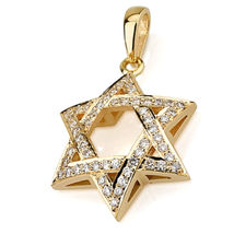 2.10CT Round Cut Simulated Diamond Star of David Pendent  Gold Plated 925 Silver - £130.57 GBP