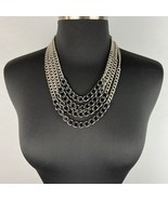 Women&#39;s Long Chain Layered Necklace Fashion Jewelry Silver Tone - £15.57 GBP