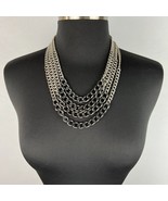 Women&#39;s Long Chain Layered Necklace Fashion Jewelry Silver Tone - £14.97 GBP