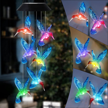 Mothers Day Gifts for Mom, Hummingbird Solar Wind Chimes Color Changing Solar Mo - £16.94 GBP