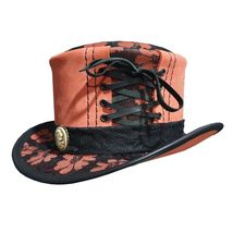Steampunk Black Crusty Band Pink Leather Top Hat - £279.77 GBP