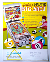Big Shot Pinball Flyer Original Game Art Retro Flipper Game Billiards Po... - £27.39 GBP