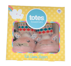 New Totes Toasties Kids Llama Slippers Girl&#39;s Medium Size 13-1 Pink Faux Fur NIB - £16.90 GBP
