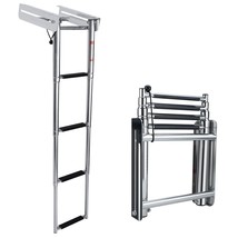 4-Step 316 Stainless Steel Telescoping Ladder, Slide Under Platform Moun... - £95.58 GBP