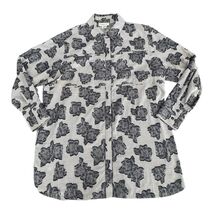 Emmelle Shirt Womens Plus XXL Navy Blue Striped Textured Button Up Top V... - $36.33