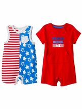 BABY ROMPER, TANK + TEE WOWZER RED/STARS &amp; STRIPES, SIZE: NB OR 0-3 M CA... - €0,85 EUR