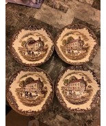 Johnson Brothers HERITAGE HALL - Coupe Cereal Bowl Set of 4 Brown Multic... - $18.80