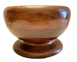 Bowl Wood Hand Turned Pedestal 4 In x 5 1/4 In Dia Felt Bottom Gorgeous Vintage - £36.40 GBP