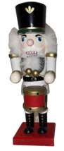 Nutcracker Drummer Christmas Wood Vintage Holidays 10&quot; Tall Red Black White - £11.86 GBP