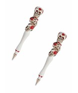 Set Of Two White Dias De Los Muertos Day Of The Dead Sugar Skull Station... - $26.64 CAD