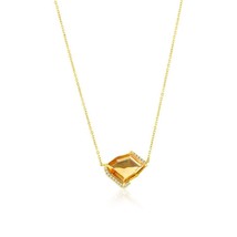 14K Yellow Gold, 2.04ct Citrine, Diamond Necklace - 17 Stones - £812.13 GBP