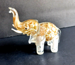 Lenox Gold Flake &amp; White Art Glass Elephant Figurine - £27.69 GBP