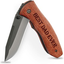 Engraved Pocket Knife Wood &quot;Best Dad Ever&quot; Great Dad Gift! New - £16.52 GBP