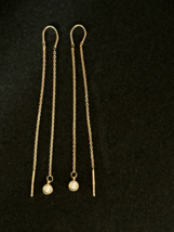 Rare Find Vintage Original Rose Gold 585 14K Threader Dangle Earrings with CZ, - £304.09 GBP