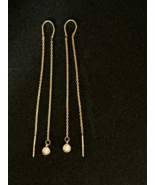 Rare Find Vintage Original Rose Gold 585 14K Threader Dangle Earrings wi... - $388.03