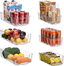 6 Pack Stackable Refrigerator Organizer Bins Clear Storage Bins for Orga... - £35.02 GBP