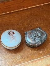Vintage Lot of Small Lego Japan Round Porcelain w Flapper Lady &amp; Silverplate - £9.16 GBP