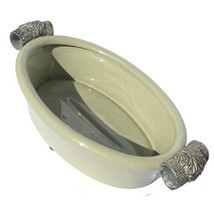 FITZ and FLOYD Oval Basin Exoticals Soft Mint Decorative Pottery Display... - $48.49