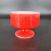 Federal Dessert/Custard Cup Red Milk Glass Vintage Pedestal  Marked Heat... - $10.45