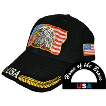 CP02010 Black American Eagle &quot;Home of the Brave&quot; Cap w/ Embroidered Eagl... - £10.51 GBP