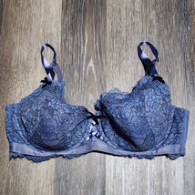 Cacique 40DD Lightly Lined French Balconette Underwire Sexy Boudoir Blue... - $14.99