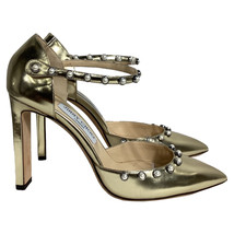 Jimmy Choo Leema Faux Pearl Accents D&#39;orsay Pumps In Leather Women Gold Size 39 - £248.24 GBP