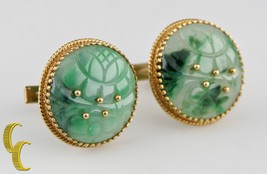 Cellino Imperial Jade 18k &amp; 14k Round Yellow Gold Cufflinks - $270,296.59 MXN