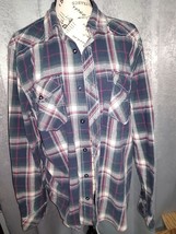 Buffalo David Bitton Western Shirt Button Down Tartan Plaid Design Mens ... - $10.91