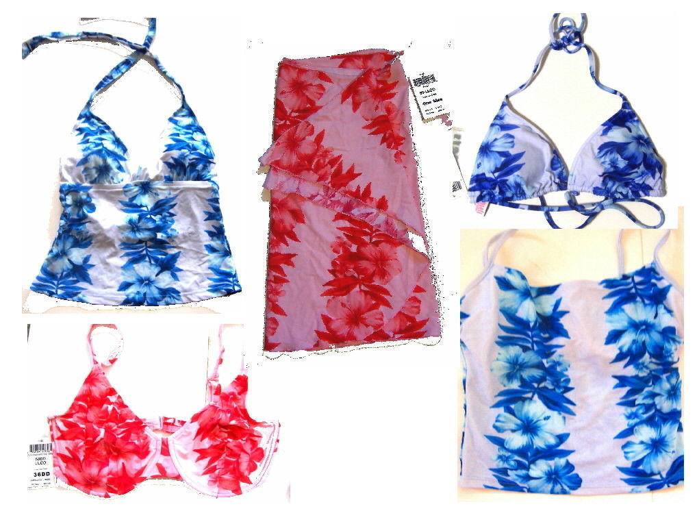 Sunsets Luau Lei Coral Luau lei Blue Bikini Swimsuits & Separates NWT