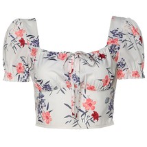 2020 Summer Pleated Chiffon Shirt Crop Fashion Trendy Square Collar Petal Sleeve - £151.52 GBP
