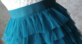 Teal Green Knee Length Tiered Tulle Skirt Women Custom Plus Size Tulle Skirt image 6