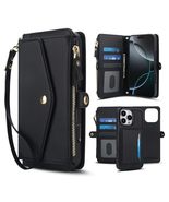 Generic For iPhone 13 (Color: BLACK) Zipper Leather Wallet Case Crossbod... - $108.92