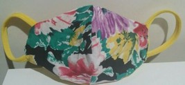 Men Women Handmade REVERSIBLE Yellow/Floral Cotton Fabric Face Mask》Wash... - £11.86 GBP