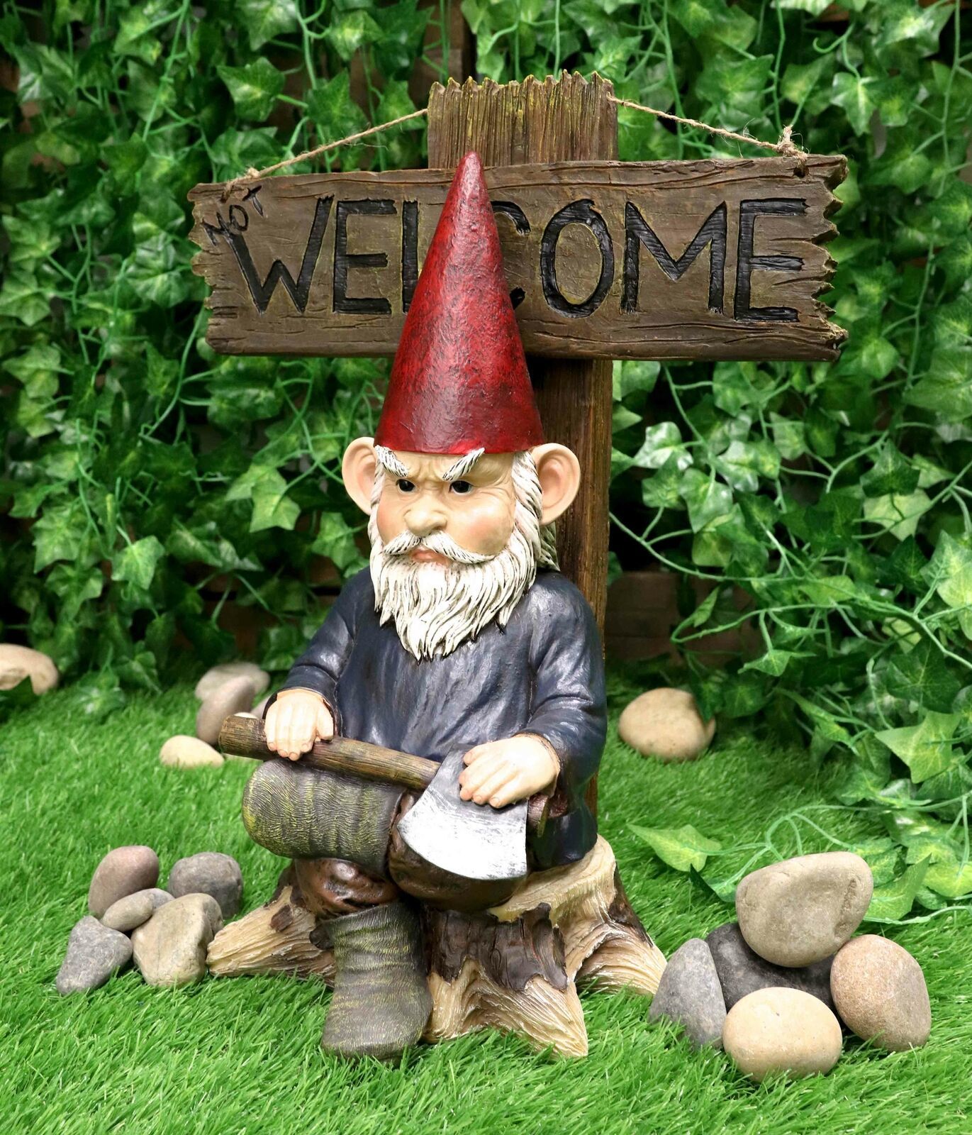 Primary image for Ebros Grinchy Rude Angry Gnome With Axe Welcome Statue Home Greeter Unwelcome