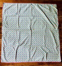 Vintage Handmade Large Multi Color Check Soft Cotton Child Crib Blanket 42 X 43 - £44.19 GBP