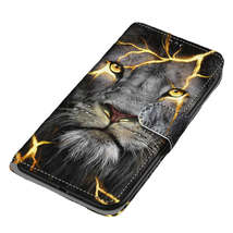 Anymob iPhone Case Fashion Magnetic Flip Mighty Lion Painting Leather Cover - £21.16 GBP