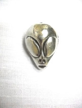 Space Alien Visitor Head The Grays Almond Eyes USA Cast Pewter Pendant Necklace - £7.95 GBP
