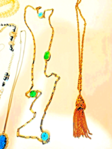 Lot 8 Necklaces Vintag Costume Faux Pearl Stones Tassle  Some Long Length Intact - £23.97 GBP