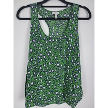 Joie Tank Top Blouse Med Womens Green Animal Print Sleeveless Crew Neck Pullover - £16.77 GBP